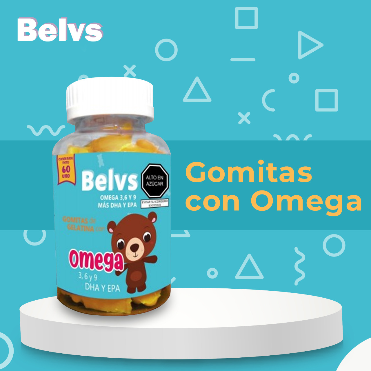 Omega Niños mente cerebro concentracion DHA EPA x70 gomitas BELVS